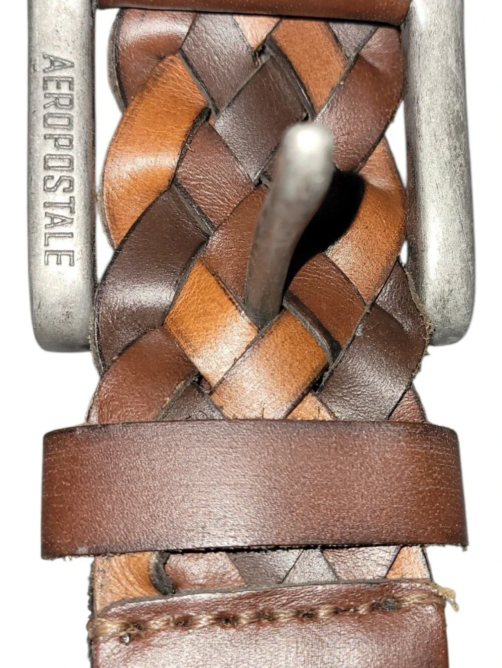 Aeropostale Mens Woven Leather Belt L 36